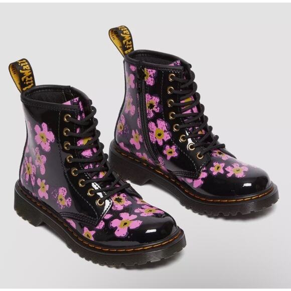 Dr. Martens Other - Dr Martens JUNIOR 1460 PANSY PATENT LEATHER LACE UP BOOTS Sz 5 L
